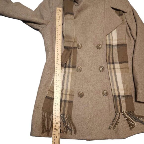 London Fog Wool-blend Jacket Women's Medium, Beige, Plaid Scarf Warm Winter Fall - Picture 6 of 15